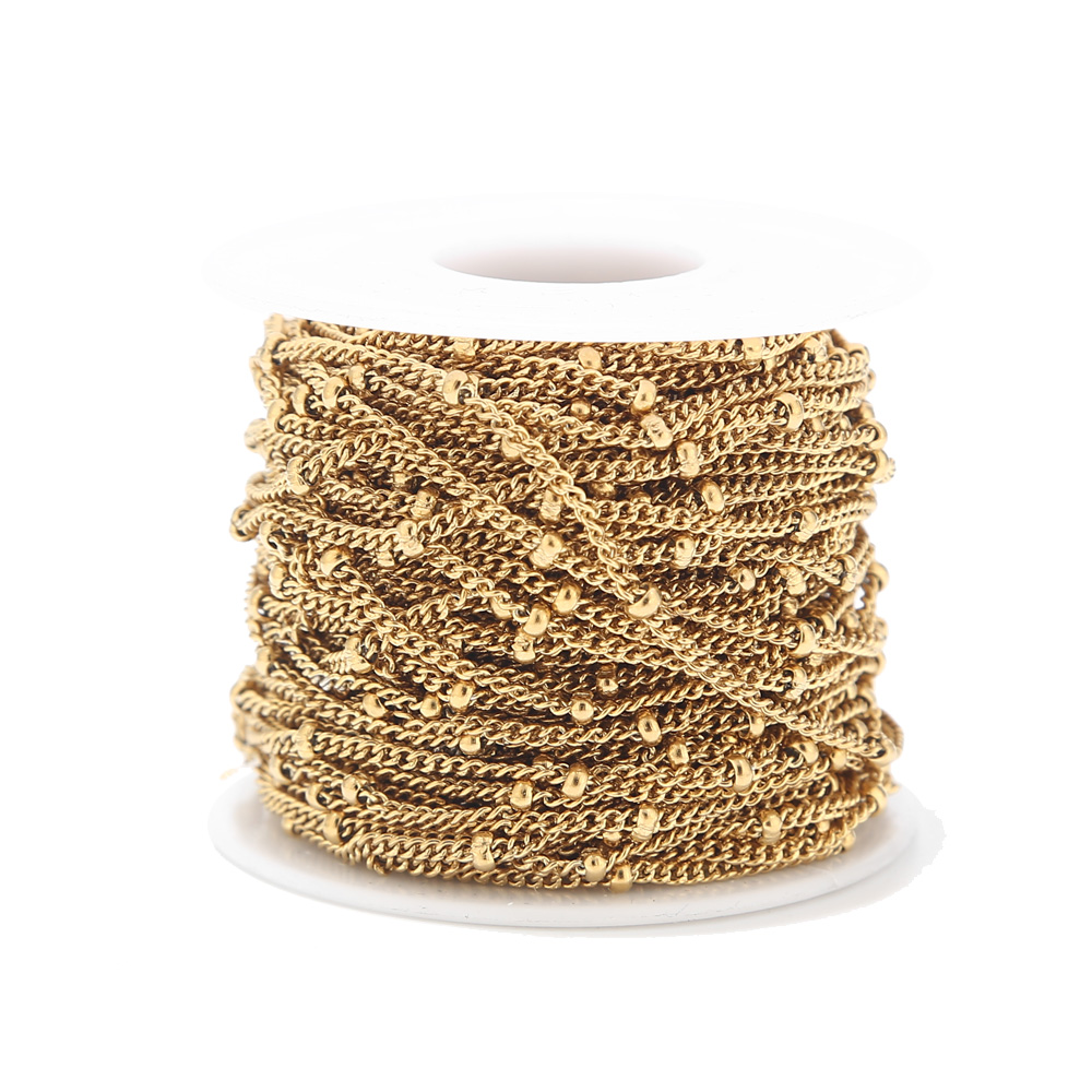 Beaded Anklet Chain - 2 metry ze stali nierdzewnej złoty