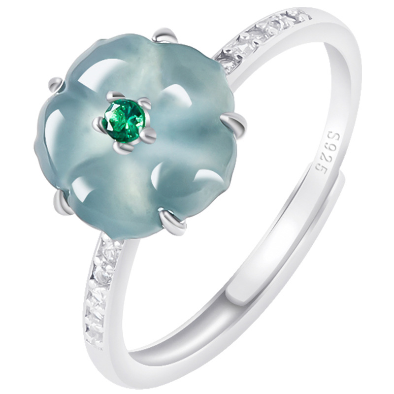 Women'S Accessories - Niebieskie pierścionki z jadeitem birmańskim w