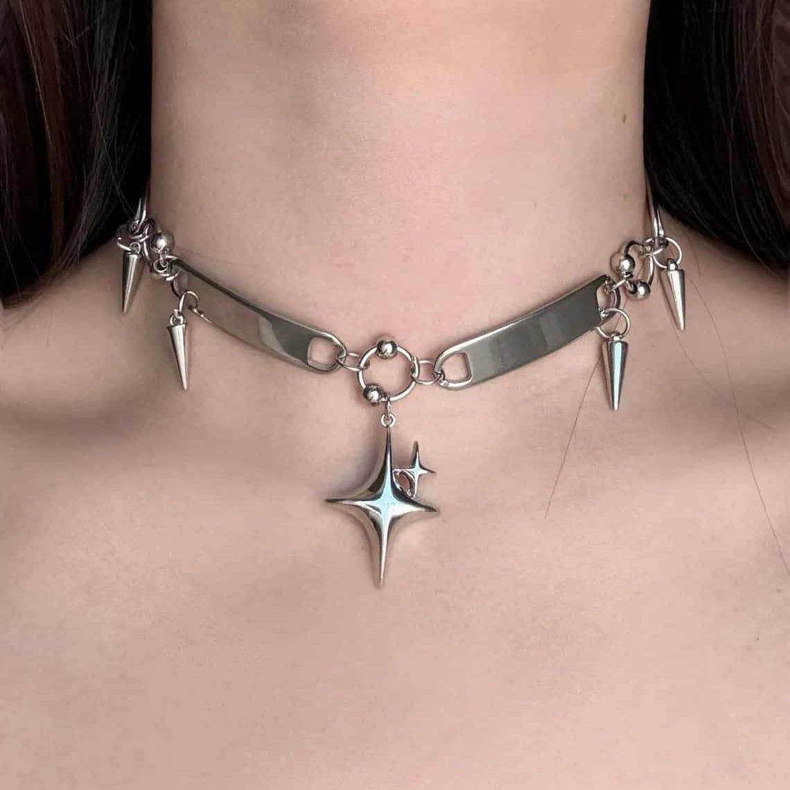 Women'S Accessories Rings - Punkowy choker z nitami, biżuteria rockowa,