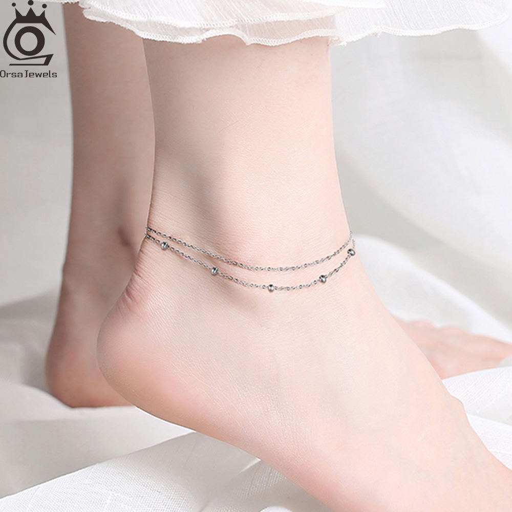 Beaded Anklet Chain - ORSA JEWELS Modna bransoletka na kostkę