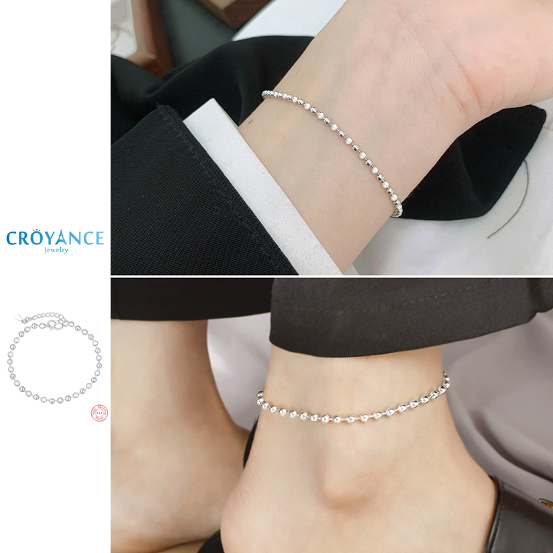 Beaded Anklet Chain - Klasyczne Proste Srebrne Bransoletki na Kostkę