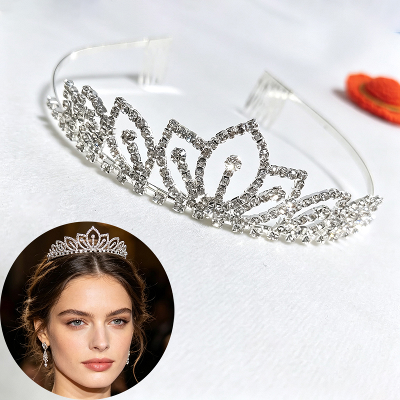 Women'S Hair Accessories Wedding - Srebrna Korona z Błyszczącymi Cyrkoniami, Tiara