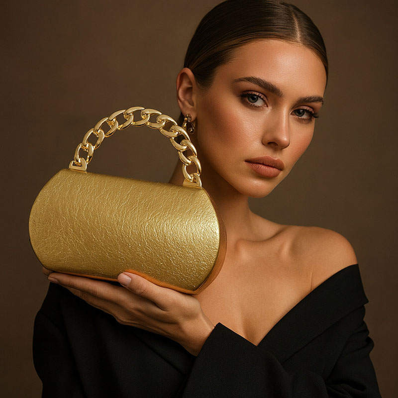 Wallet Chain Bag - Luksusowa złota metalowa torebka kopertówka z