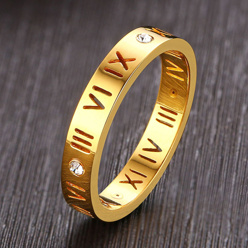Wrap Ring Gold - Pusty cyfra rzymska pierścionek ze stali