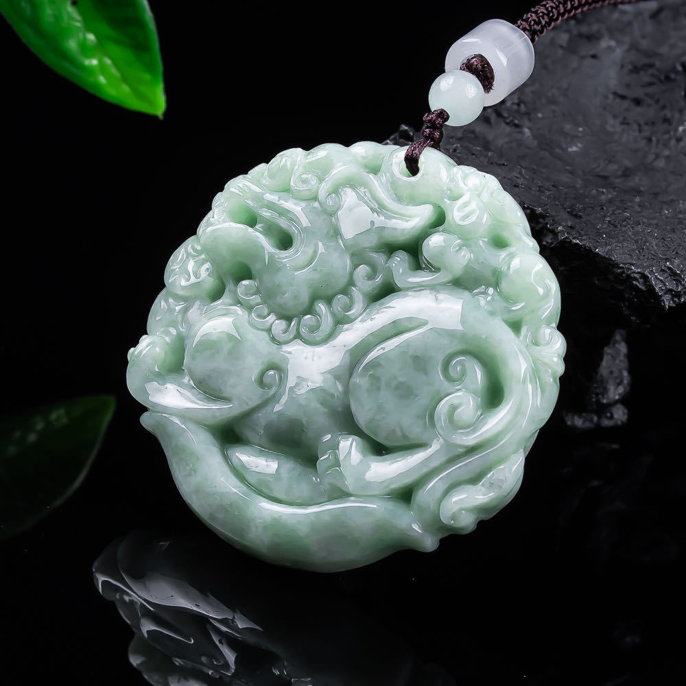 Women'S Accessories - Naturalny jadeit z Mianmaru, wisiorek Pixiu,