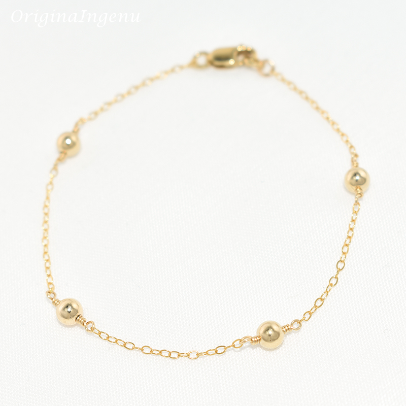 14K pozłacana bransoletka z ko – Beaded Anklet Chain recenzja i cena