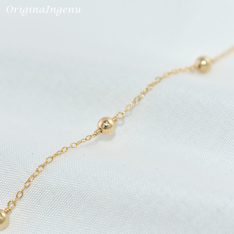 14K pozłacana bransoletka z ko – Beaded Anklet Chain recenzja i cena
