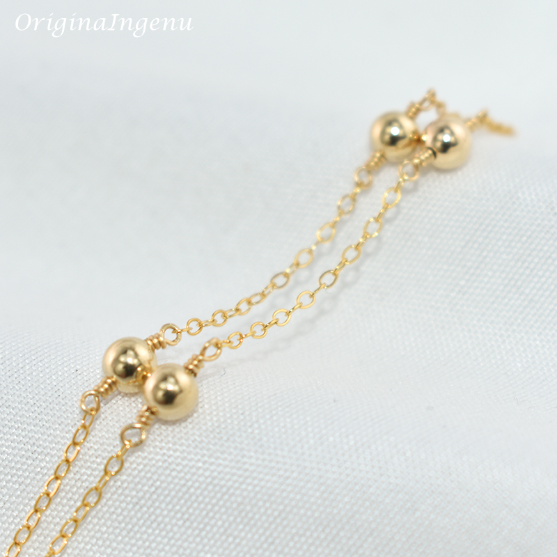 14K pozłacana bransoletka z ko – Beaded Anklet Chain recenzja i cena