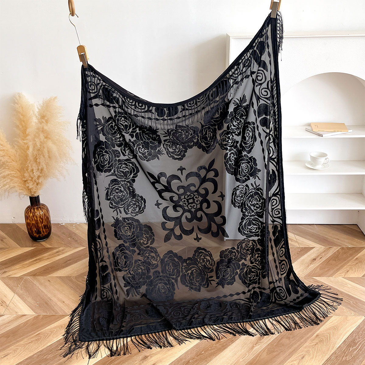 Retro aksamitna chusta z frędz – Women'S Winter Accessories Set recenzja i cena
