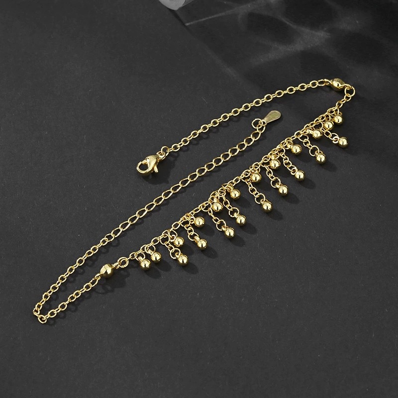 925 Sterling Silver Okrągły ko – Beaded Anklet Chain recenzja i cena