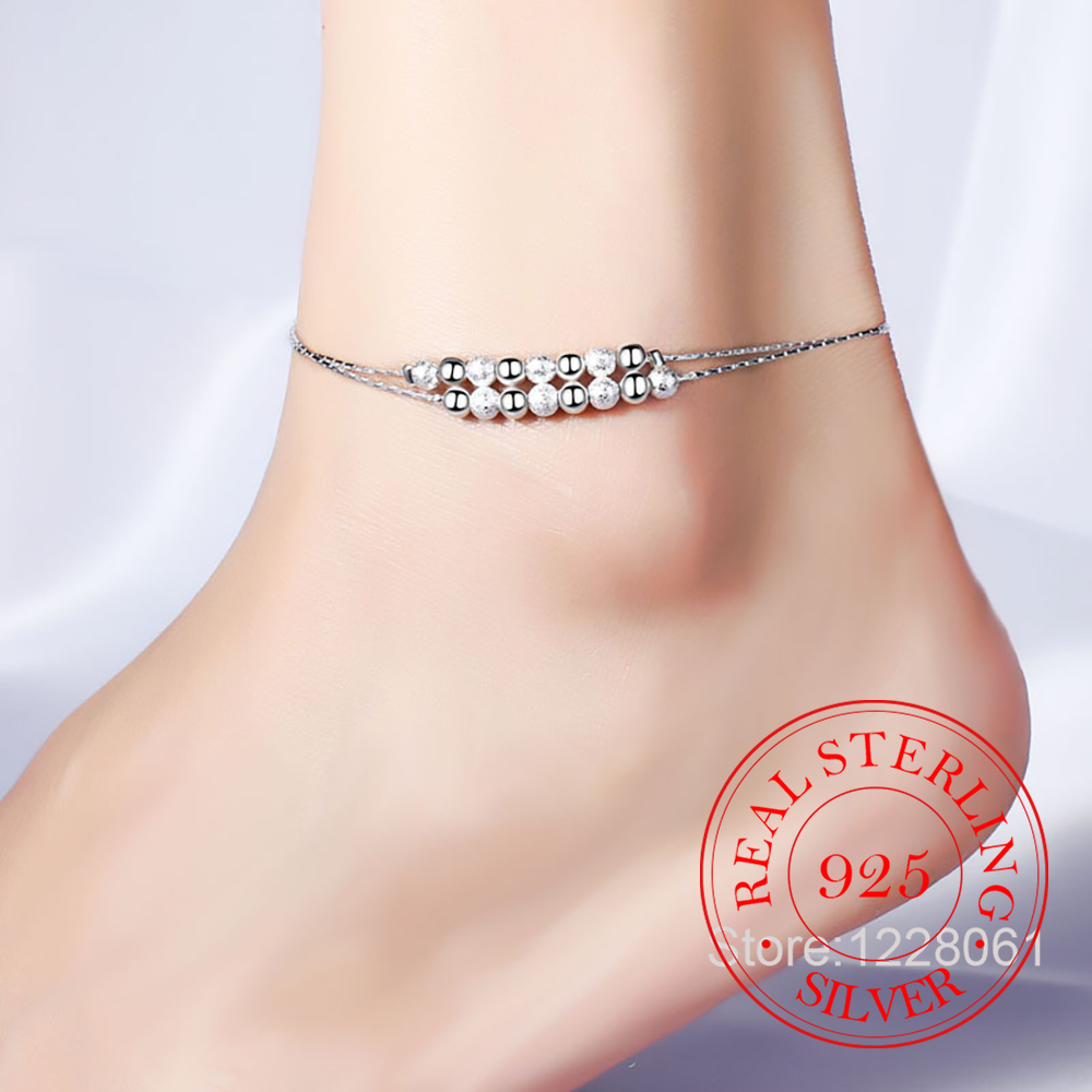 925 srebrna dwuwarstwowa brans – Beaded Anklet Chain recenzja i cena