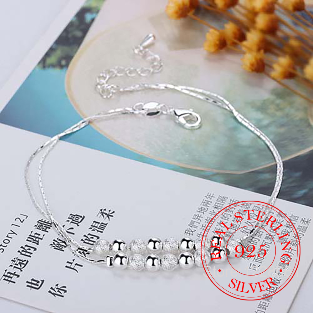 925 srebrna dwuwarstwowa brans – Beaded Anklet Chain recenzja i cena